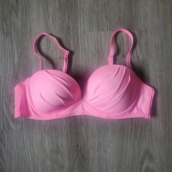 💖 Pink Lined Underwire Bikini Top - Size Large - Picture 1 of 3